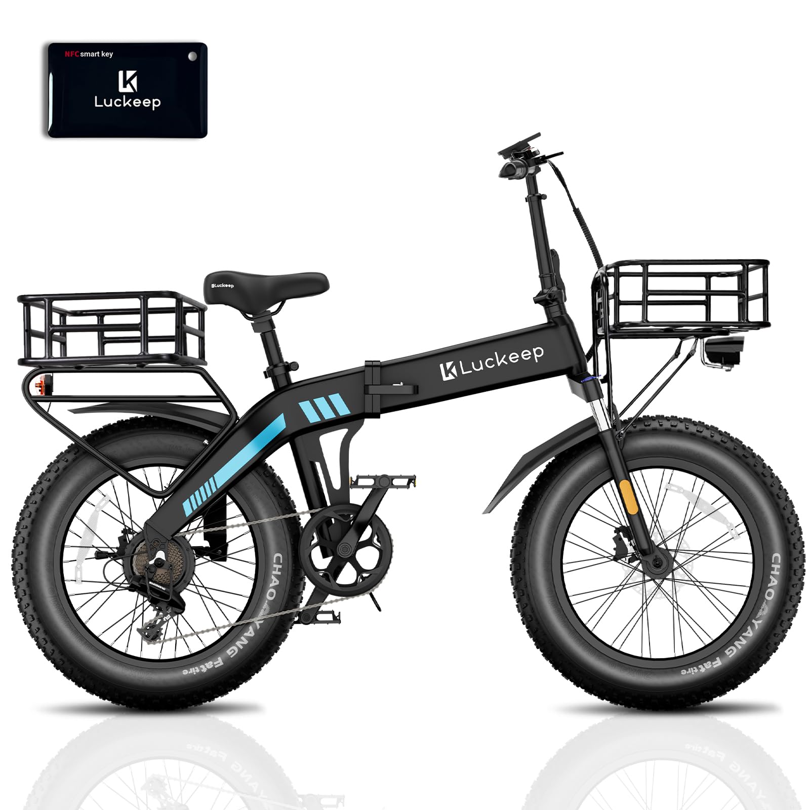 Folding Electric Bike for Adults 1200/1400W Peak Motor, 30/28MPH 60 Miles,720WH Battery 20x 4.0 Fat Tire Foldable Ebike with NFC/Anti-Theft/Hydraulic Brakes/APP UL Certified Electric Bicycles