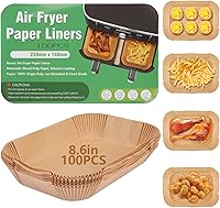 Vista 1 de Forros de papel desechables para freidora de aire Ninja Dual Airfryer, papel pergamino antiadherente rectangular, accesorios para freidora de aire