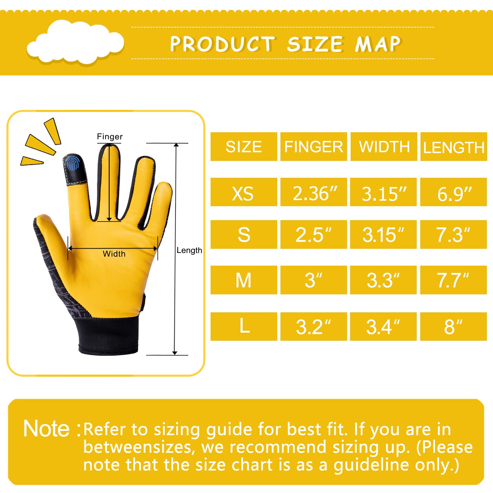Gants de travail en cuir véritable pour enfants, gants de sécurité, écran tactile, design réfléchissant, respirant, pour enfants de 3 à 12 ans (L, noir)