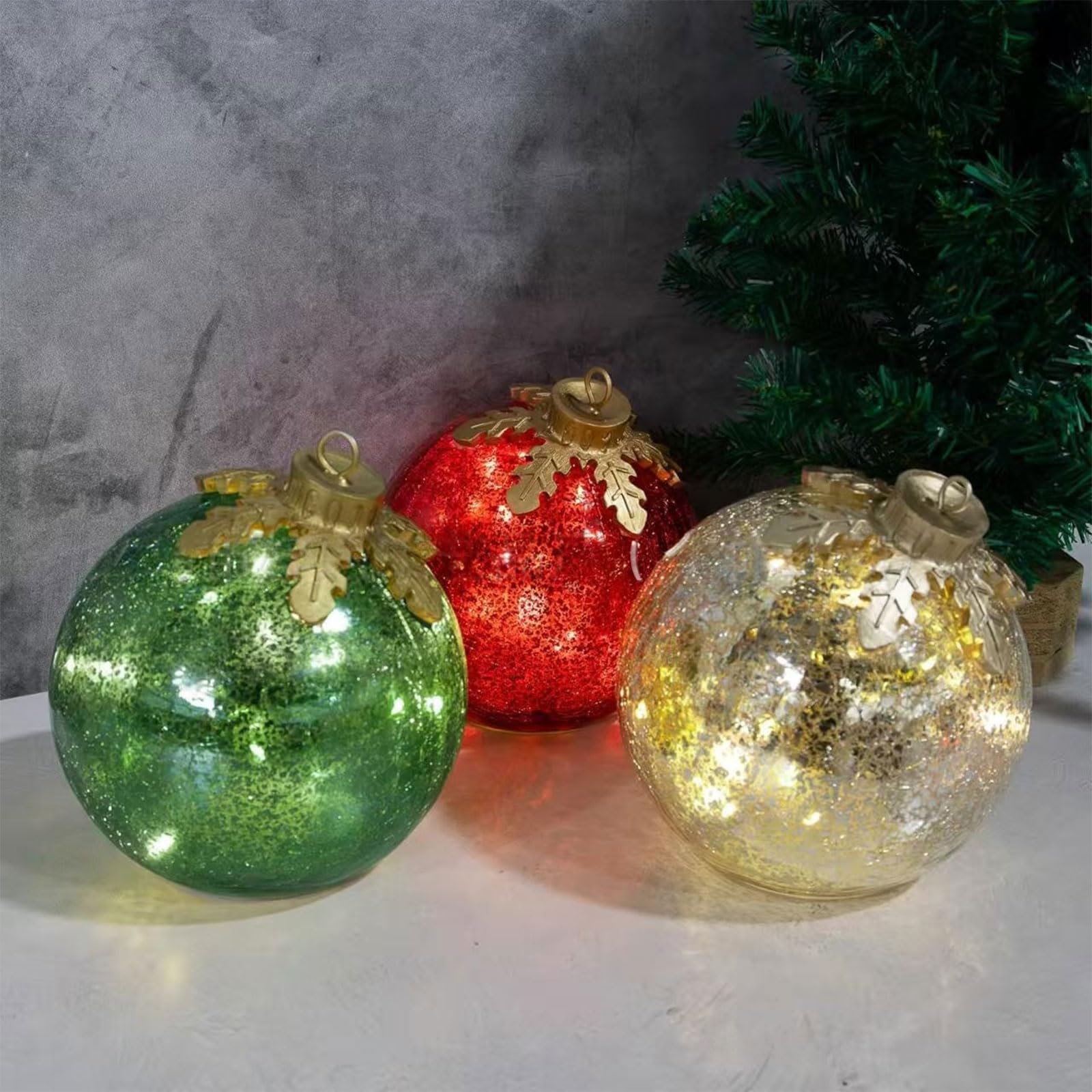Sfera a LED con illuminazione automatica, con timer di 6 ore, decorazione da tavolo, decorazione per feste, ornamento natalizio da scrivania