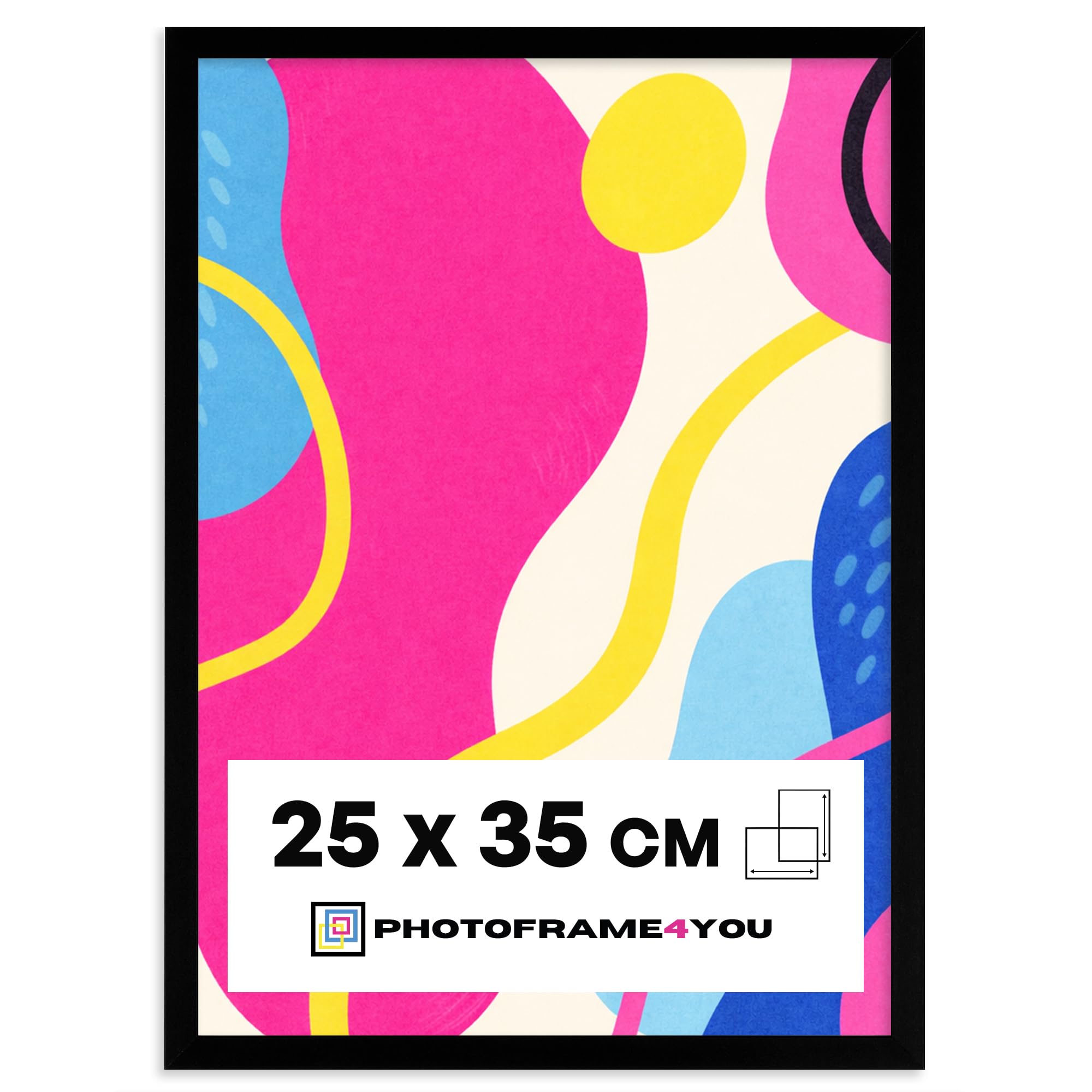 Photoframe4you - Black Photo Frame 25x35 cm / 9,8x13,8 in. - Shatterproof Acrylic Glass - Minimalist MDF Wall Hanging for Posters, Puzzles, Certificates & More - Modern Decor - Arco