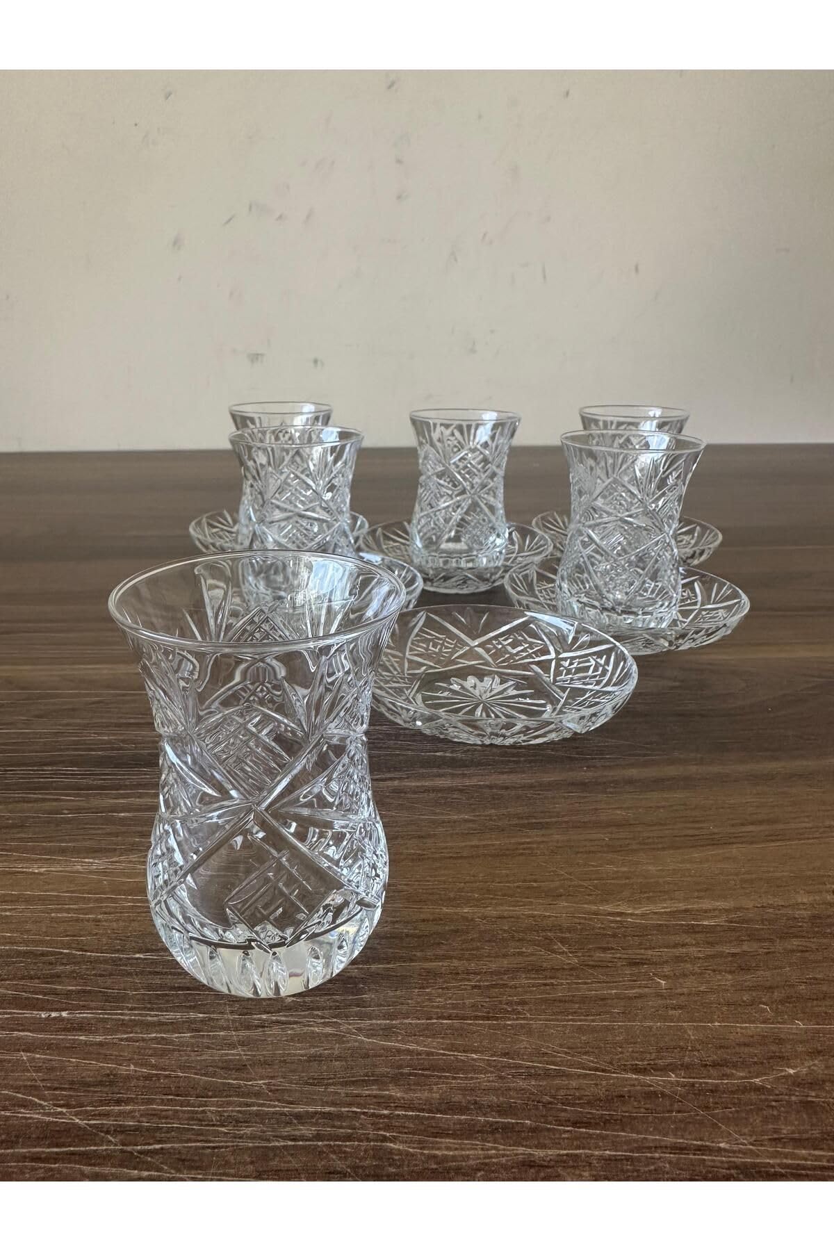 Pasabahce Göz Dekor Kesme Kristal Çay Bardağı Takımı Çay Seti 6 Kişilik 896656565632563563