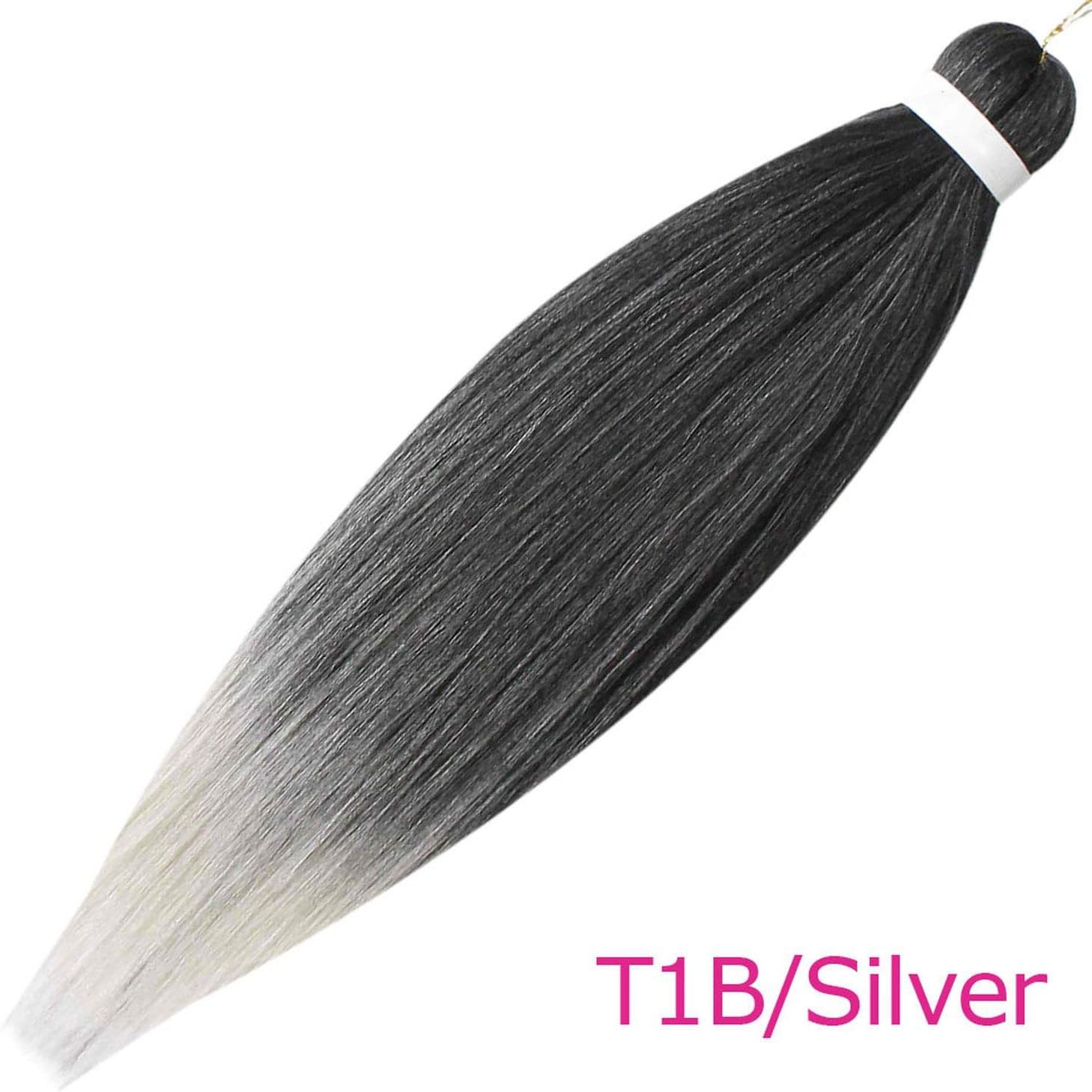 Braids Hair Ombre Braiding Hair Synthetic Crochet Hair Extension 20" 26" Low Temperature Fiber,T1B/Silver Gray,26inches,1 pc