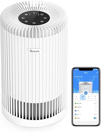 Govee Purificadores de aire inteligentes para el hogar habitación grande purificadores de aire WiFi para dormitorio trabajo con Alexa Google