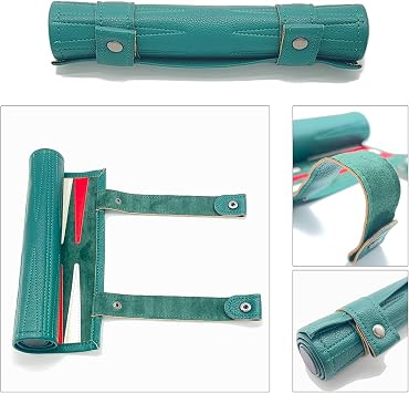 Travel Backgammon Set, Portable 18.5inch Leather Backgammon Sets, Roll-Up Travel Backgammon Game, Tactical Board Game Ideas (Green)