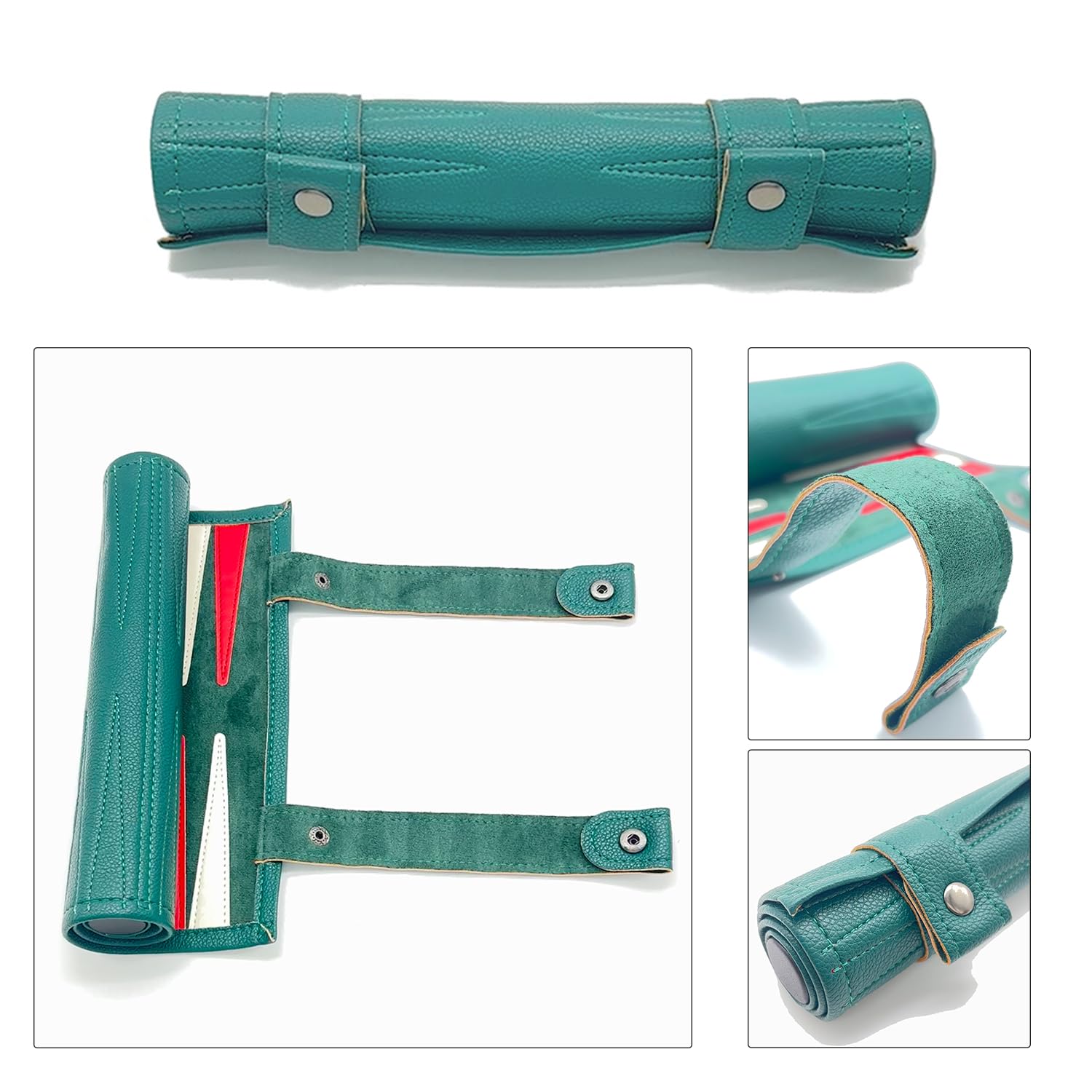 Travel Backgammon Set, Portable 18.5inch Leather Backgammon Sets, Roll-Up Travel Backgammon Game, Tactical Board Game Ideas (Green) - Image 3