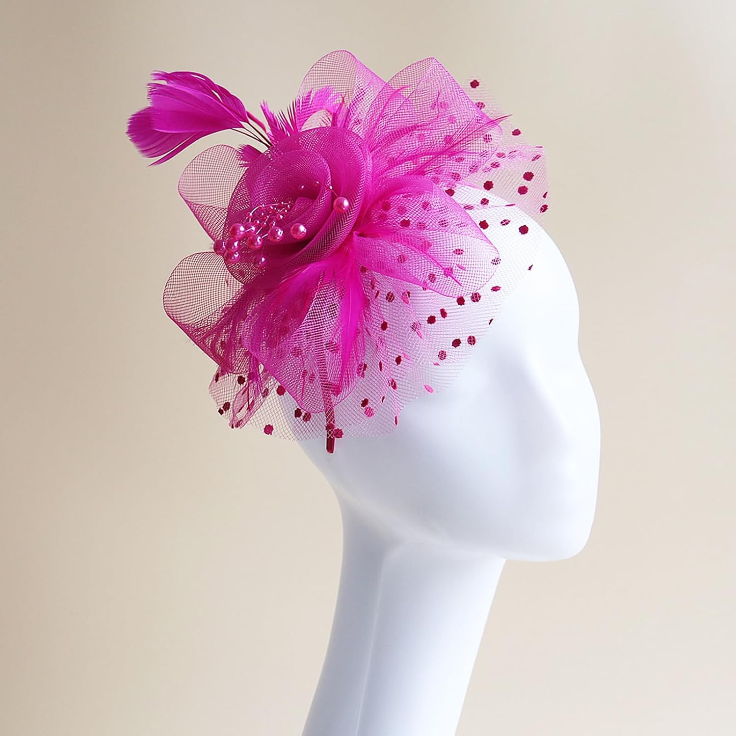Fascinators Hat Pearl Earrings Necklace Bracelets Gloves 1920s Headband Hair Clips Women Flower Mesh Feather Headpiece Headwear Halloween Carnival Cocktail Wedding Tea Party Accessories Rose