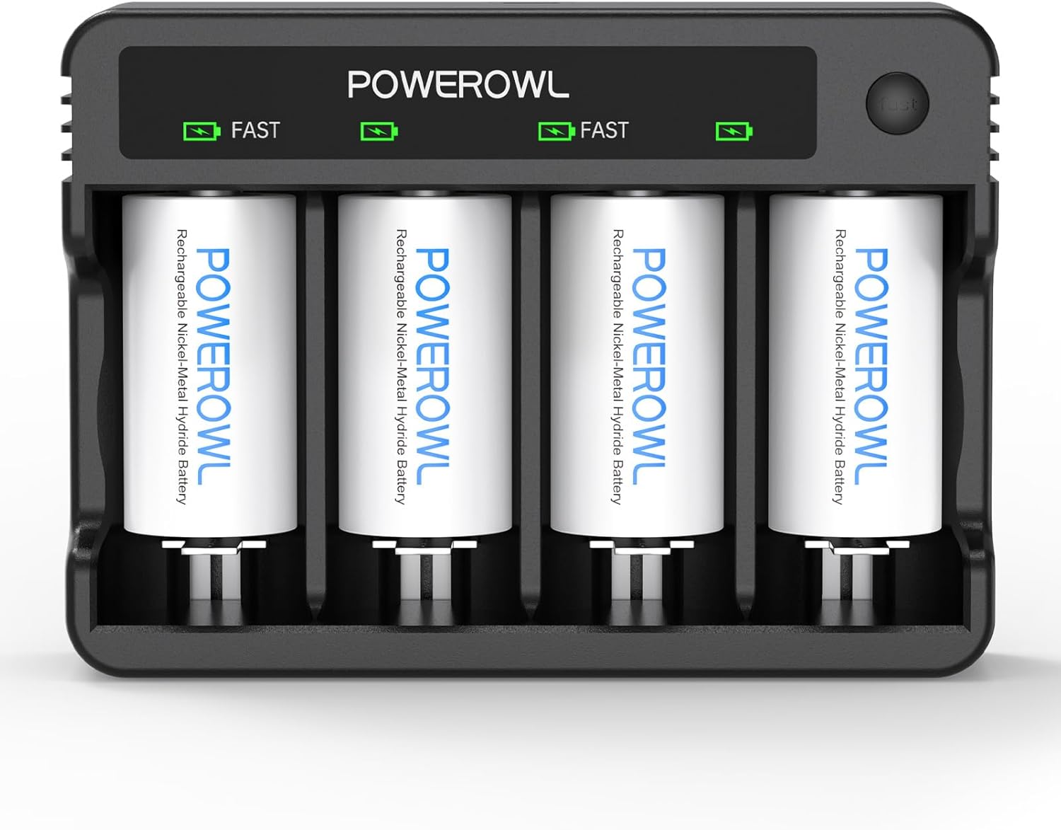 POWEROWL Rechargeable D Batteries with Charger, USB Quick Charging, Universal Battery Charger (ZN452E) - Amazon product rated Grade A