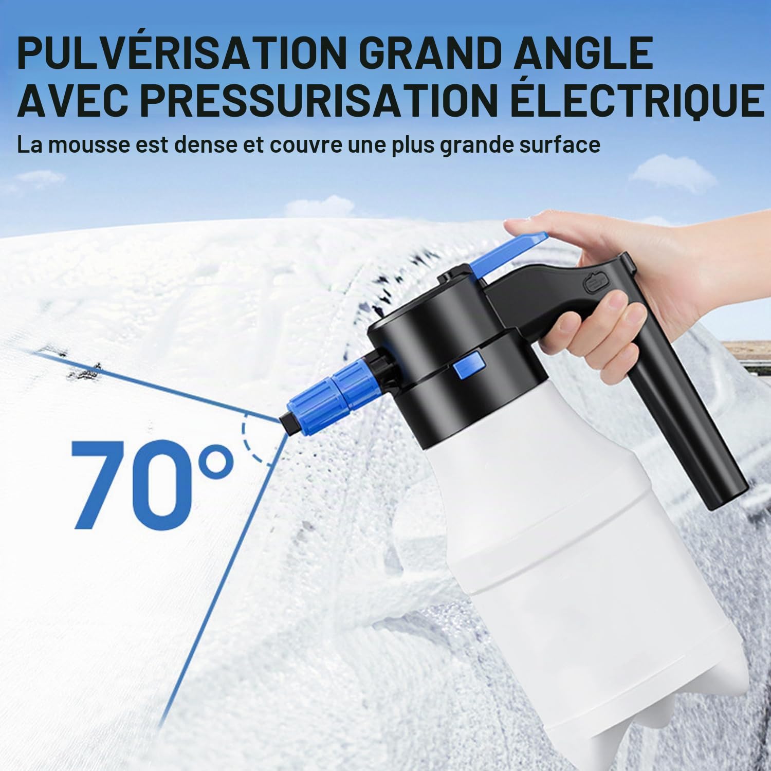 VOBOR Pulvérisateur à Mousse Électrique, 1.5L Batterie USB C Rechargeable, sans Fil Canon a Mousse Voiture pour Nettoyage de Voitures, Roues, Vitres
