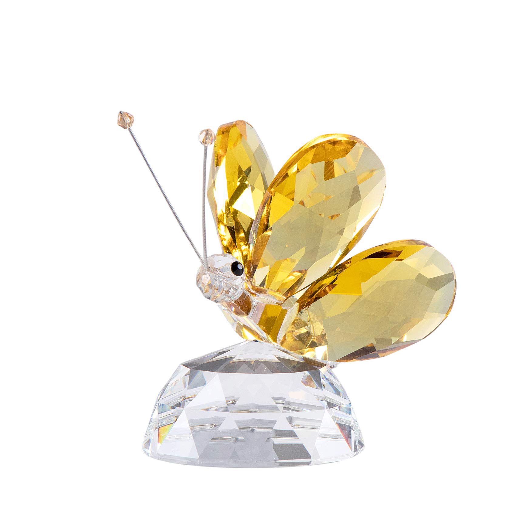 Dytartzx Crystal Purple Collectible Butterfly Statue，Gift for Butterfly Lover，Crystal Butterfly Figurine for Home Office Decor (Yellow)