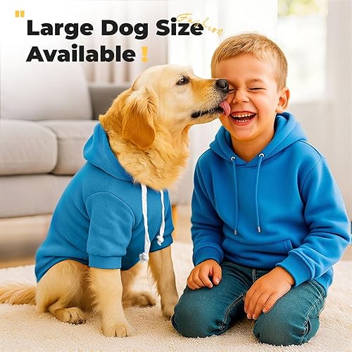 Miniatura 4 de PETCARE Suéter con capucha para perros pequeños, sudaderas con capucha azul para mascotas, sudaderas de forro polar suave con bolsillo, suéteres