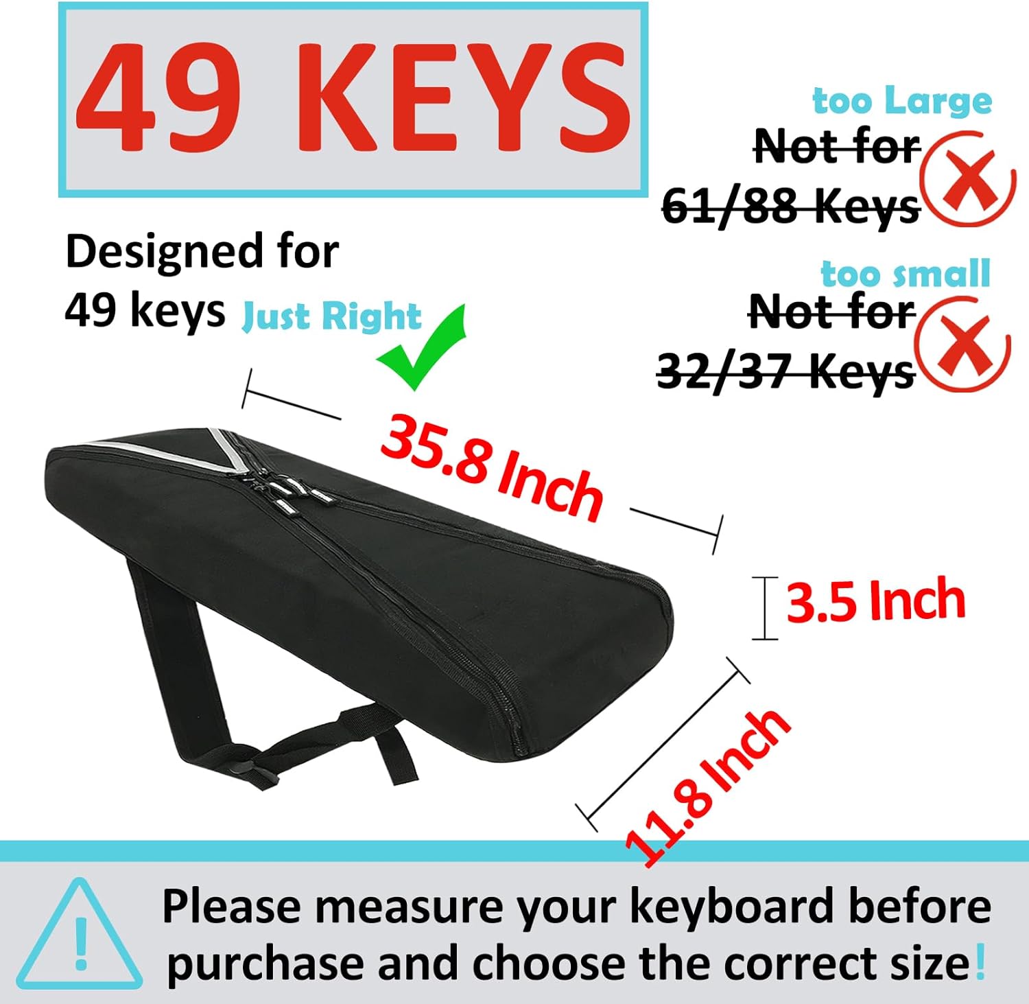 GETTOONE Electronic Keyboard Bag Piano Dust Cover Bag with Adjustable Straps Easy to Carry (M)