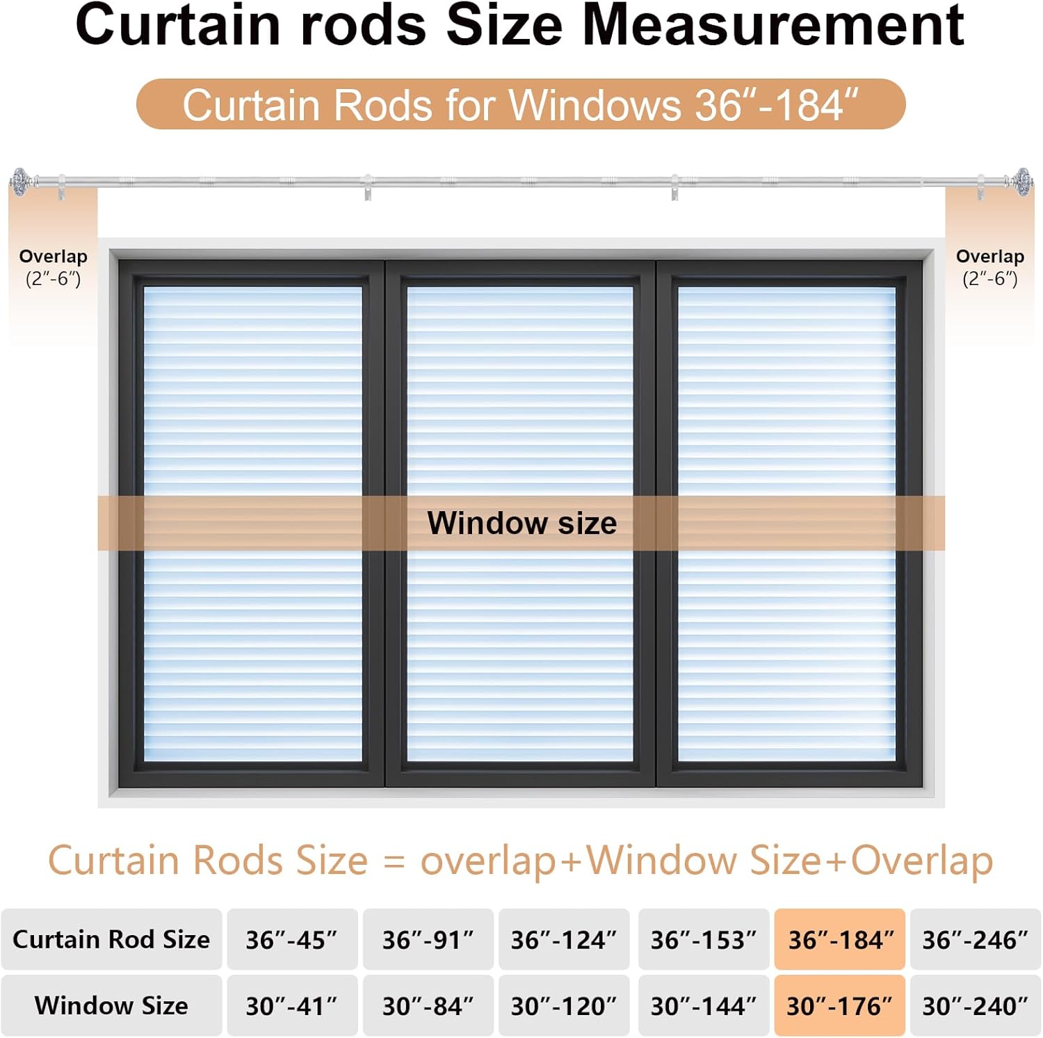 Silver Extra Long Curtain Rods for Windows 120 to 170 Inch, Decorative Vintage Crystal 1'' Curtain Rod with Silver Foil Finials, Adjustable Heavy Duty Easy Install Drapery Pole Set for Farmhouse