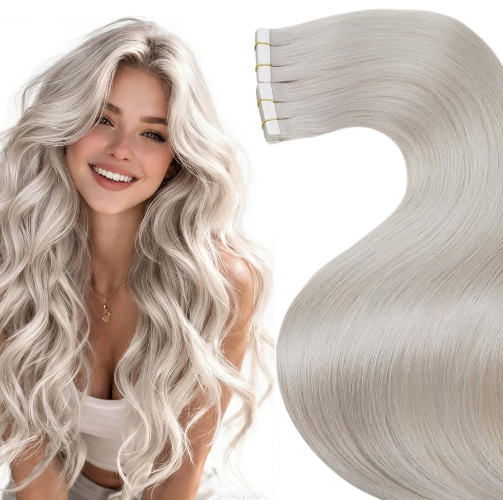 LaaVoo Tape in Hair Extensions Human Hair Blonde Tape Hair Extensions Real Human Hair Invisible Tapes Remy Straight Balayage Brown to Blonde Hair Double Sided Tabs 20pcs 50g 18 Inch #8/18/60 — view 25