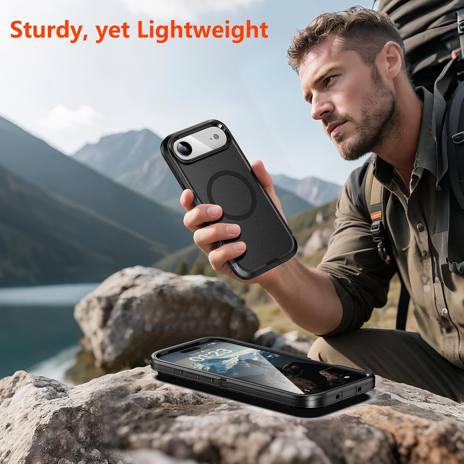 Compatible with iPhone Air Case with Belt Clip Holster, 2X Screen Protector, Shockproof, Compatible with MagSafe, 3-Layer, Heavy Duty Magnetic Phone Case Cover, 17 Air 6.5", Black - Image 7