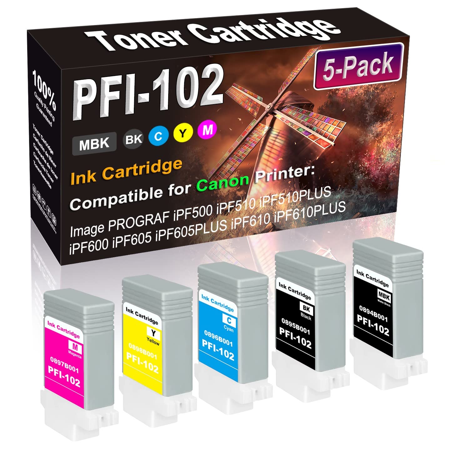 Amazon.com: 5-Pack (MBK+BK+C+Y+M) Remanufactured High Yield Ink 