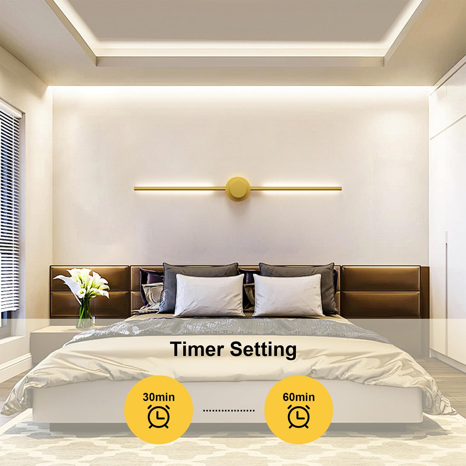 GEADI Applique LED Parete Interno, Lungo Lampada da Muro con Batteria Ricaricabile, Lampada da Parete Dimmabile per Camera da Letto, Soggiorno, Corridoio, Cucina, 2 pezzo