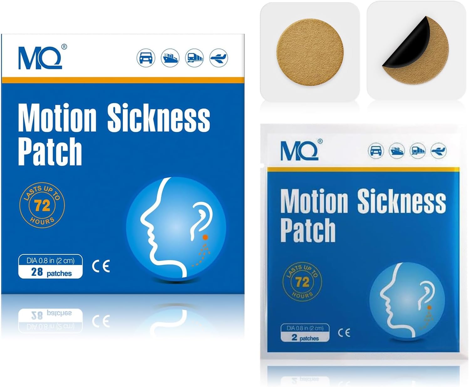 28ct Motion Sickness Patches Non Drowsy, Sea Sickness Patches for Cruise Travel Essentials, Waterproof Patch Behind Ear for Car Airplane Altitude Sickness, Long Last 72H