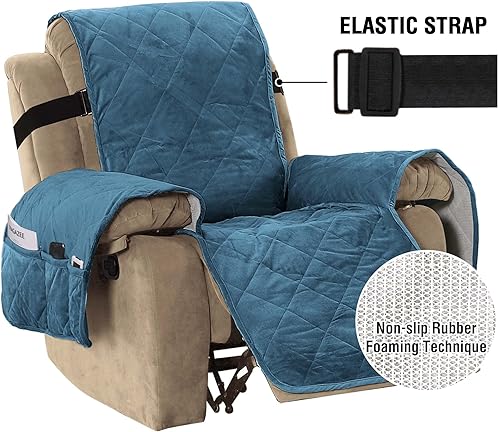 Vista 48 de H.VERSAILTEX Fundas reclinables acolchadas de terciopelo grueso para silla reclinable, funda de sofá reclinable con respaldo antideslizante y correa
