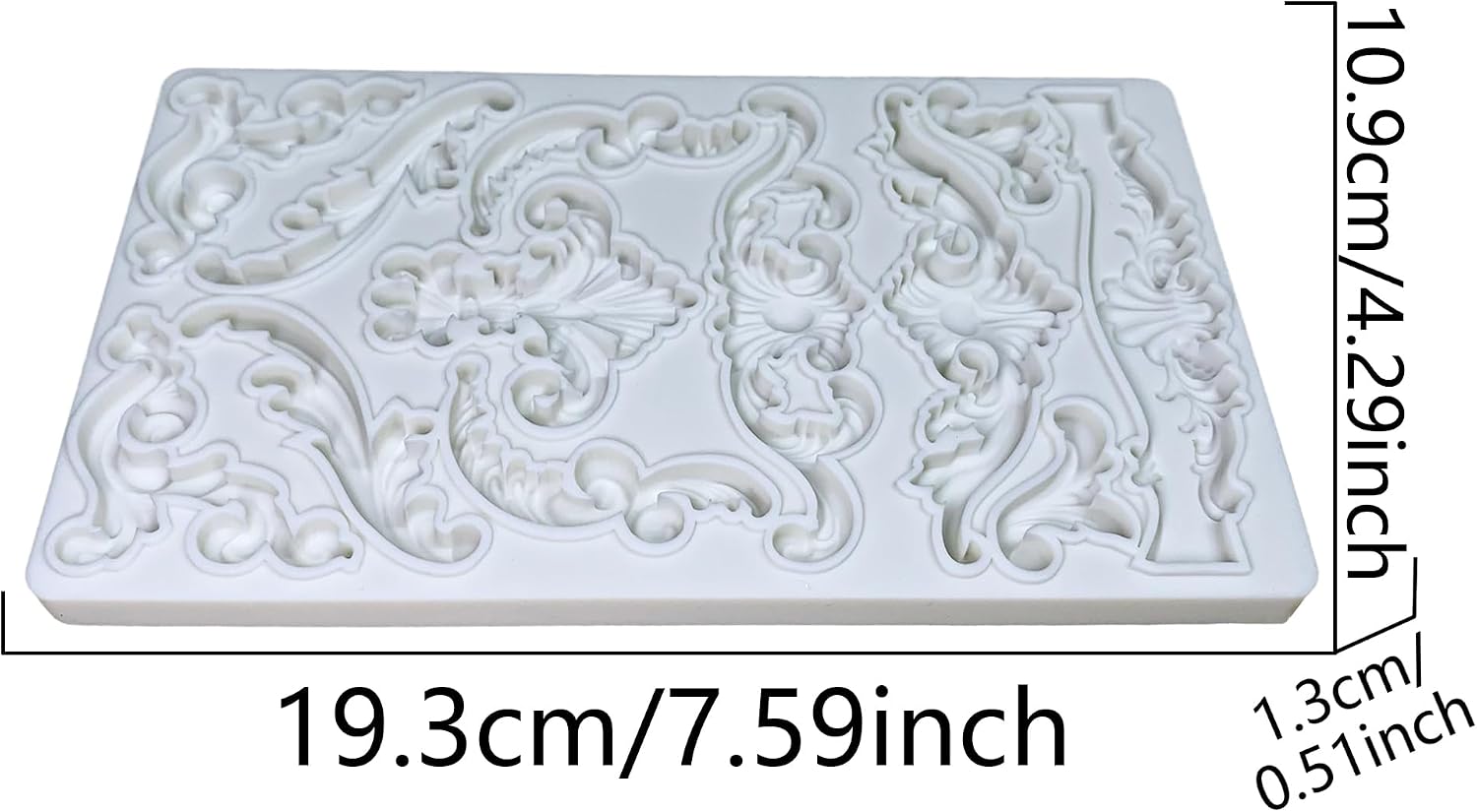 Baroque Curlicues Scroll Lace Border Relief Flower Lace Filigree Sculpted Decoration Fondant,Sugar Craft,Cake Decorating,Molds, Epoxy Resin Silicone,Baking DIY,Craft,Soap,Polymer Clay