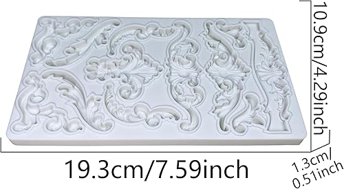 Miniatura 2 de Baroque Curlicues Scroll Lace Border Relief Flor Encaje Filigrana Esculpido Decoración Fondant, Artesanía Azucarera, Decoración de Pasteles, Moldes,
