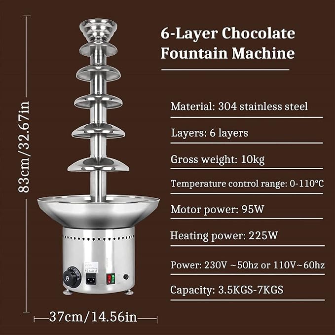 Máquina eléctrica de fundido de chocolate 6 niveles acero inoxidable miniatura 3
