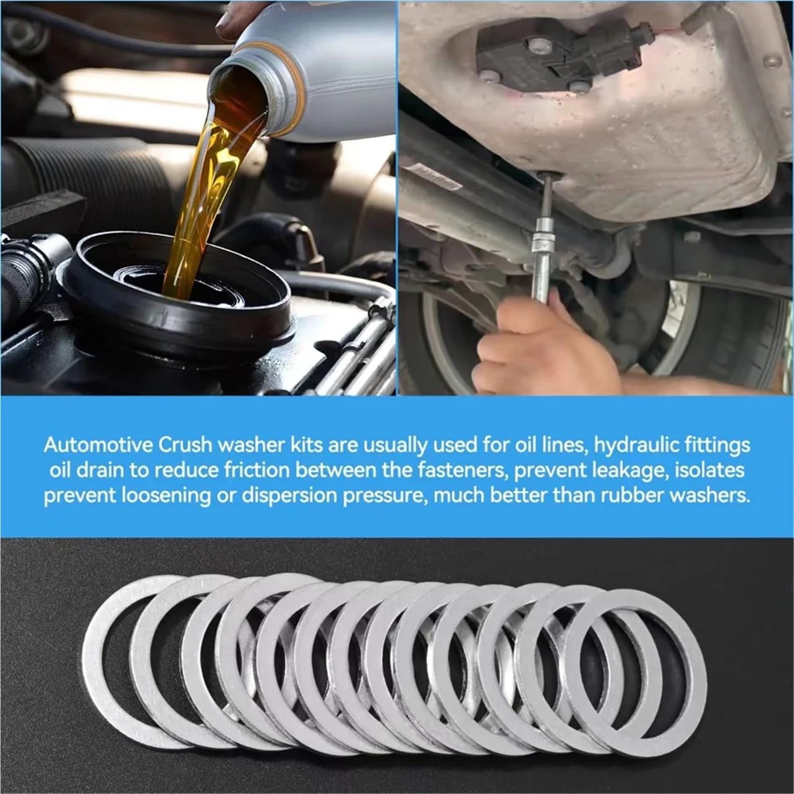 490 pièces M5-M24 joints plats en aluminium de bouchon vidange d'huile automobile, rondelles joint assorti métal Kit rondelle d'écrasement d'étanchéité pour Vis et Boulons