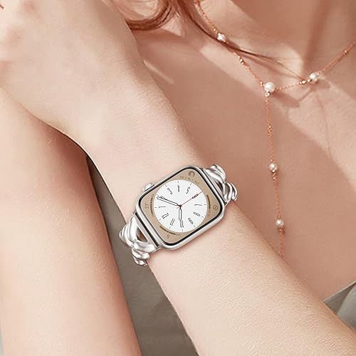 Vista 34 de VISOOM Pulsera de oro rosa compatible con la serie SE 2/9/8 Apple Watch Band 1.614 in/1.575 in/1.496 in Series 7/SE, pulsera de lujo elegante