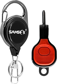 SAMSFX Fishing Nipper with Retractable Tether, Stainless Steel Blades that Cut Braid, Mono and Fluoro Lines, SNIP, Fishing Line Cutters Red