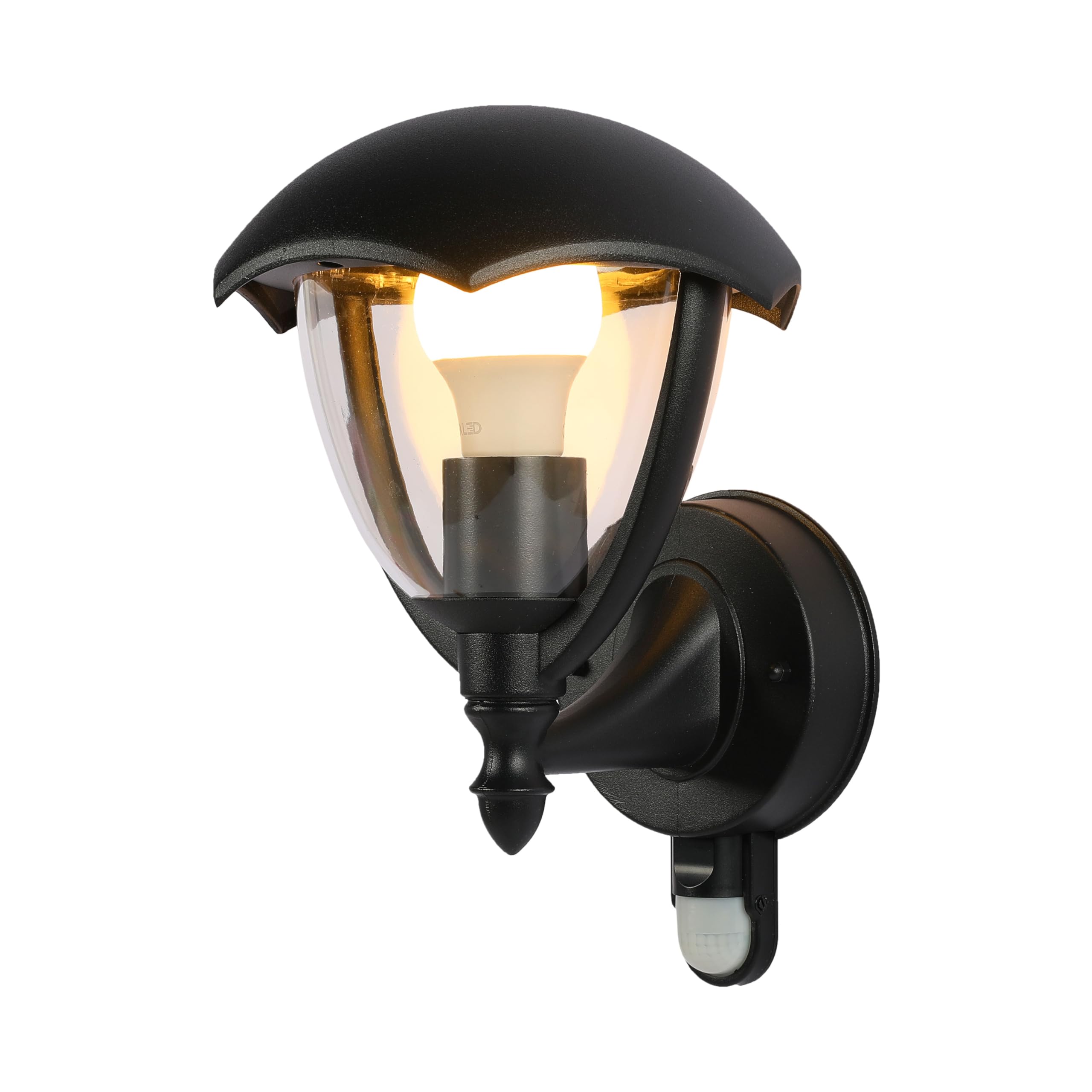 Tekled Black Gardens Megan Outdoor Lantern Wall Light | E27 Compatible Lighting Fixture | Weatherproof Assurance Ip44 | For Entryways Facades Porches Garages |With Motion Sensor | Upward (Bulb Not Included)