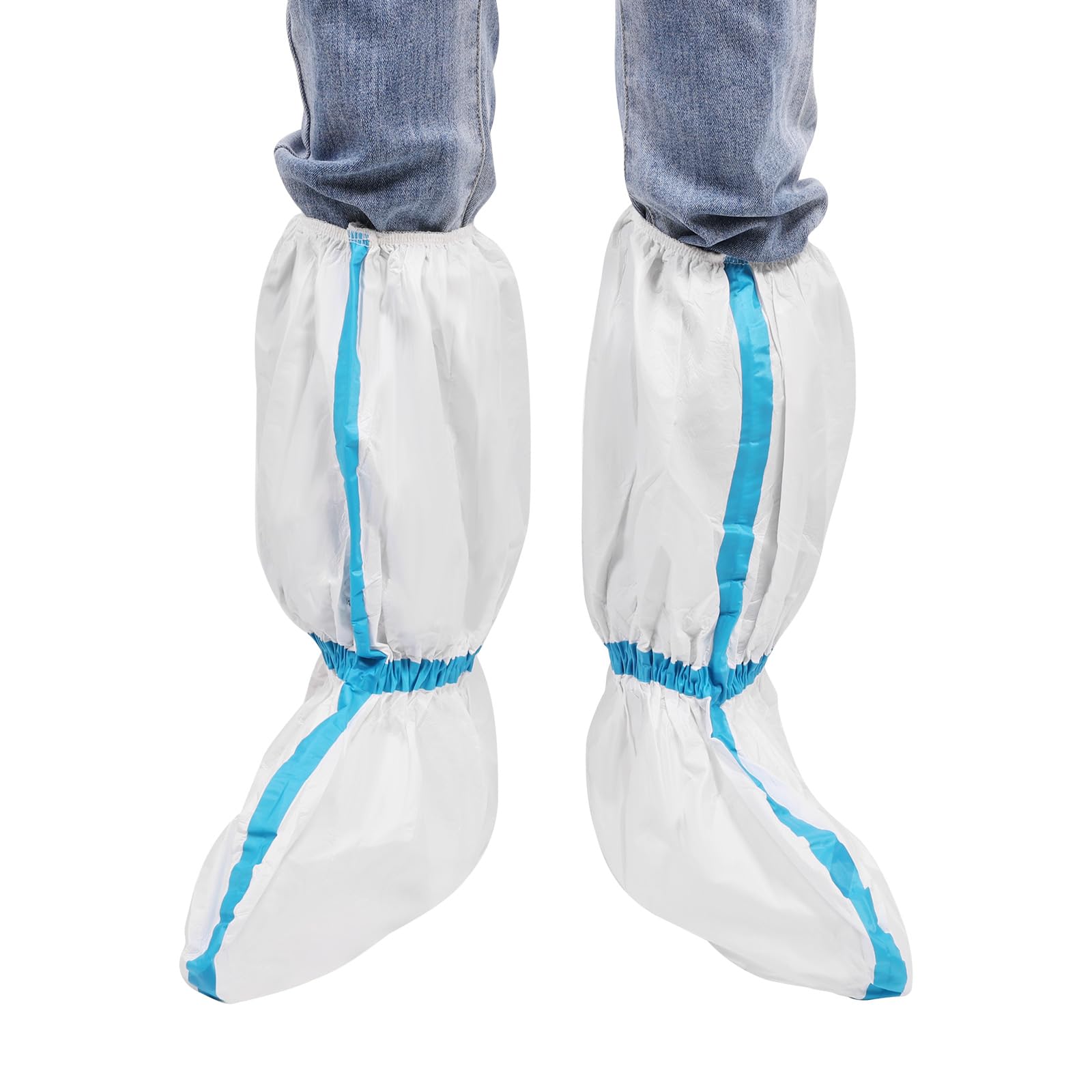 Yzurbu 40pcs (20 Pairs) Disposable Boot Covers, Waterproof Dustproof White Shoe Covers with Elastic