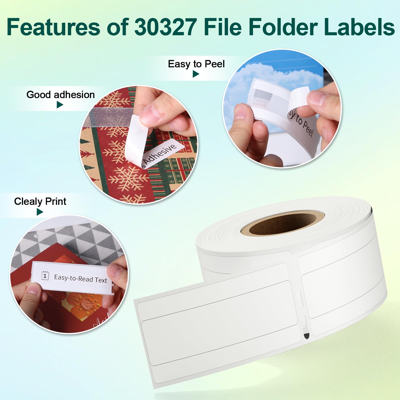 Etichette di ricambio per cartelle di file Dymo Labels 30327 9/16" x 3-7/16" LW 1-Up | Etichette di carta bianca compatibili con Dymo Label Writer 330 450, 450 Turbo, 450 Twin Turbo, 450 Duo, 4XL, 400, 6 rotoli