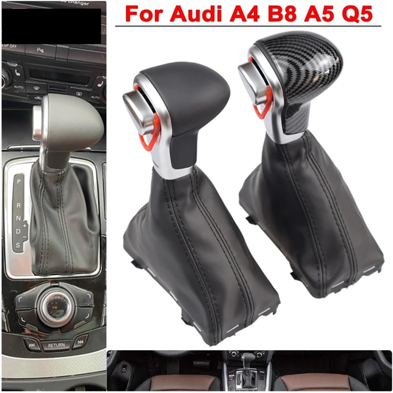 Auto Automatic Shift Knob Compatible for Audi A4 B8 A5 Q5 2010 2011 2012 2013 2014 Gear Shift knob Boot(A6 C6)