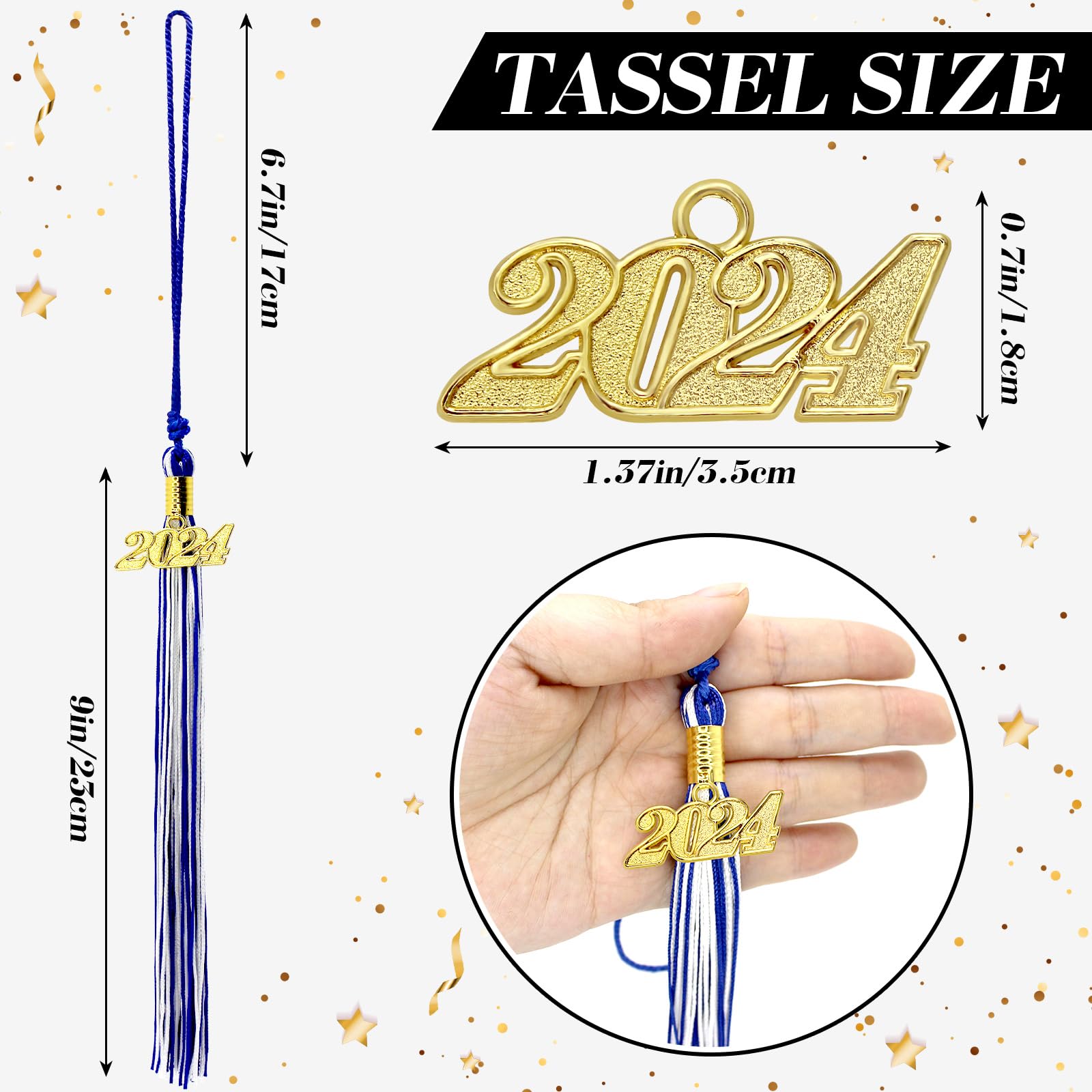Abschlussquaste 2024 Mit Gold-Anhänger – 40,5 Cm, Für Abschlusskappen, Feiern & Erinnerungen