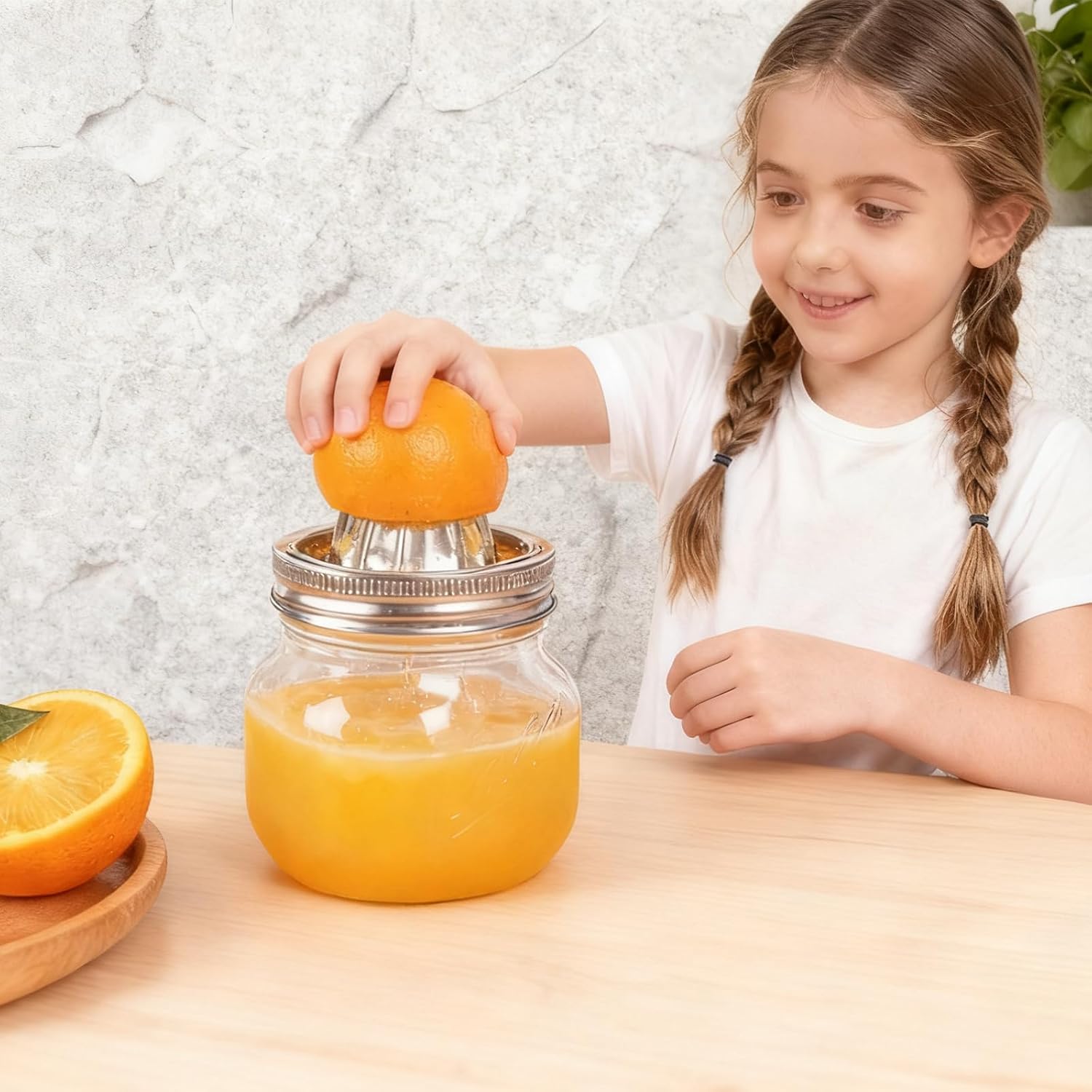 Mason Jar Stainless Steel Juicer Lid (2 Pieces), Citrus Reamer for Wide Mouth Mason Jar Lemon Juicer Manual Citrus Juicer.