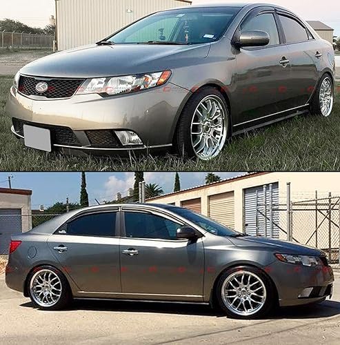 Miniatura 3 de Visera de ventana ahumada de estilo ondulado 3D compatible con Kia Forte 2009-2013 sedán de 4 puertas