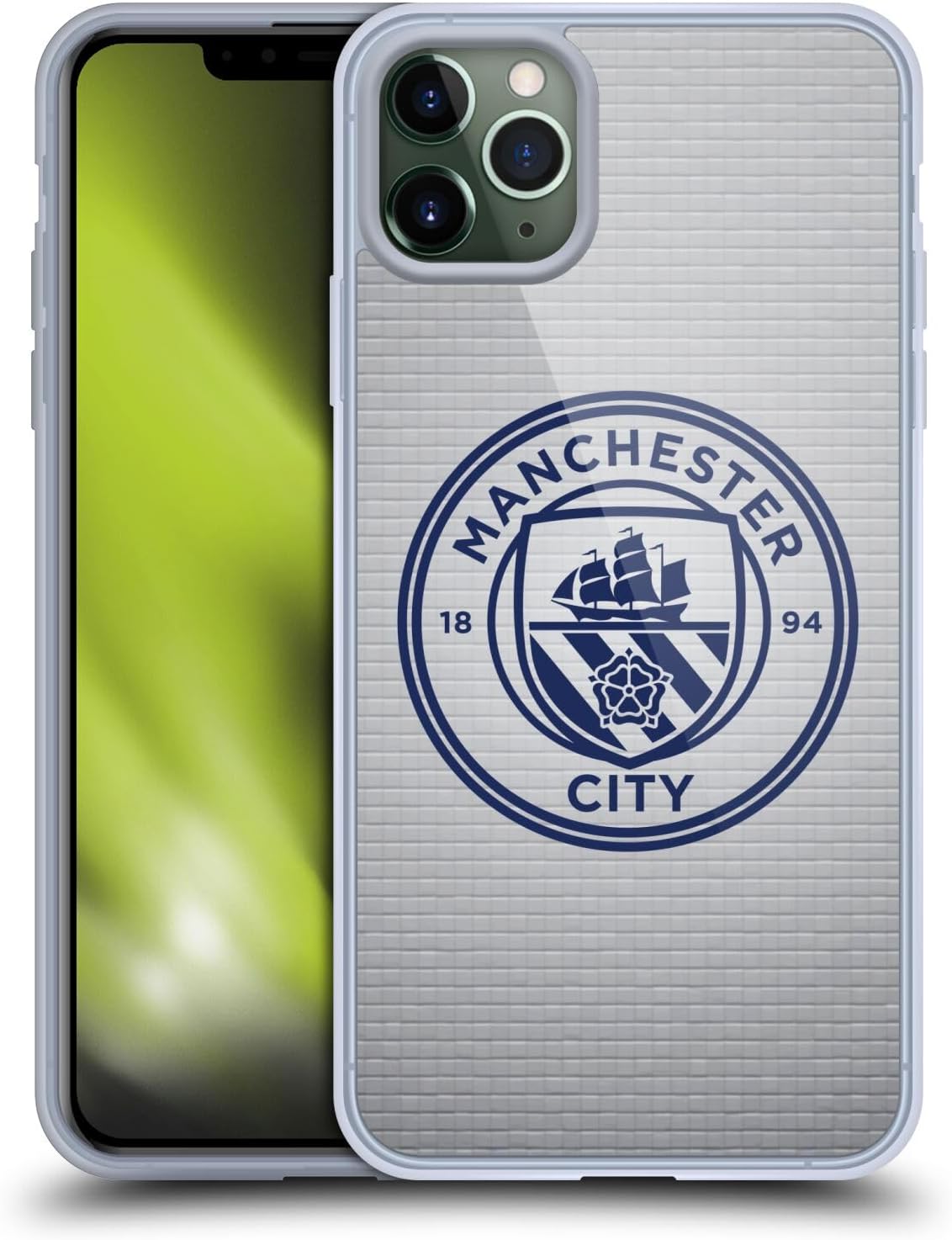 Head Case Designs Officially Licensed Manchester City Man City FC Blue Tile Obsidian Mono Badge Pixels Gel Case [Military Grade Protection] Compatible with Apple iPhone 13 and Compatible with MagSafe