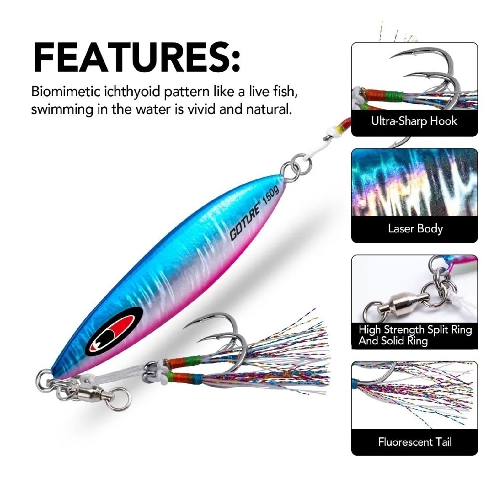 Esche da Pesca 100/150/250g Richiamo di Pesca in Metallo 3psc Jig Richiamo di Pesca Lento Jig Doppi Ganci Attrezzatura da Pesca Esche Artificiali Artificiali da Pesca