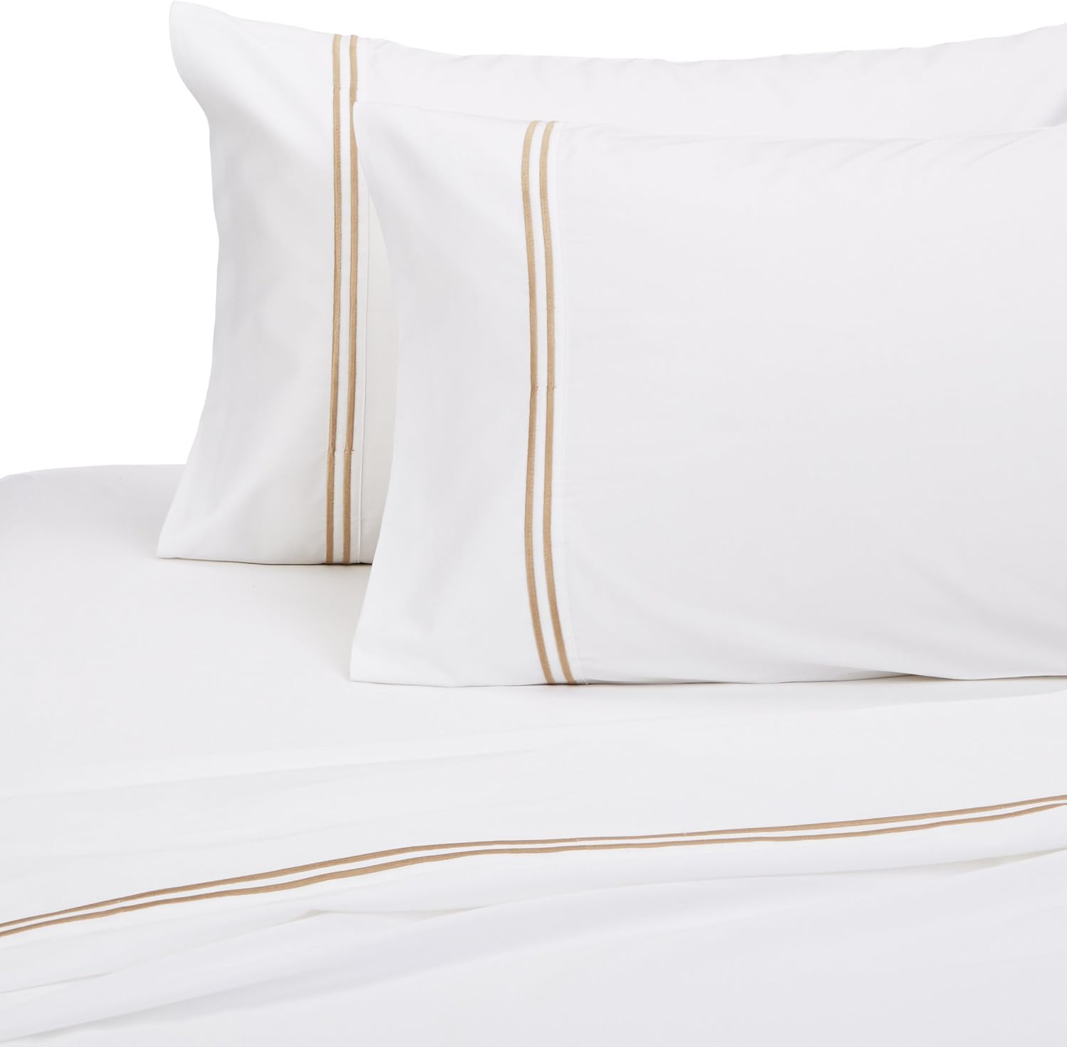 Amazon Brand – Pinzon 400-Thread-Count Egyptian Cotton Sateen Hotel Stitch Sheet Set - King, Taupe