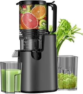LQZ Cold Press Juicer with 5.4" Wide Chute - Slow Masticating Machine for Whole Fruits & Veggies, 350W High Yield, Easy Clean (Black)