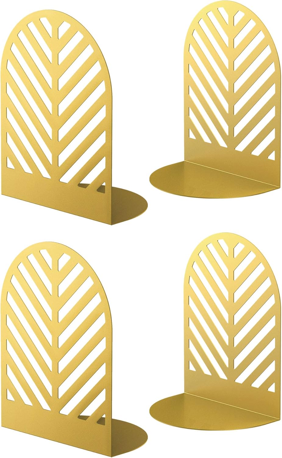 QiMing Leaf Gold Bookends for Books,2 Pair Metal Book Holders for Office Shelves Adults & Kids Gift(Gold*2)