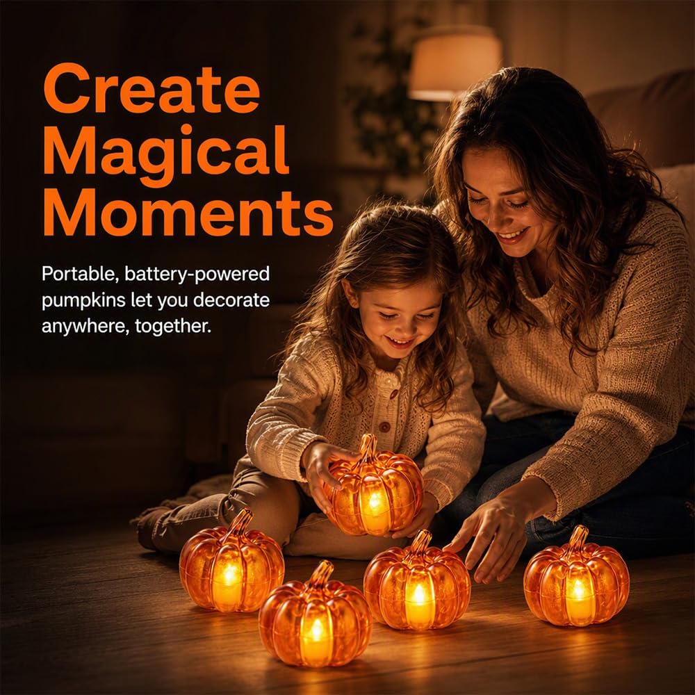 Set di 5 zucche a LED, decorazioni per Halloween a batteria, zucche illuminano, decorazione da tavolo per il Ringraziamento autunnale, per interni, casa, camera da letto, ufficio, scrivania