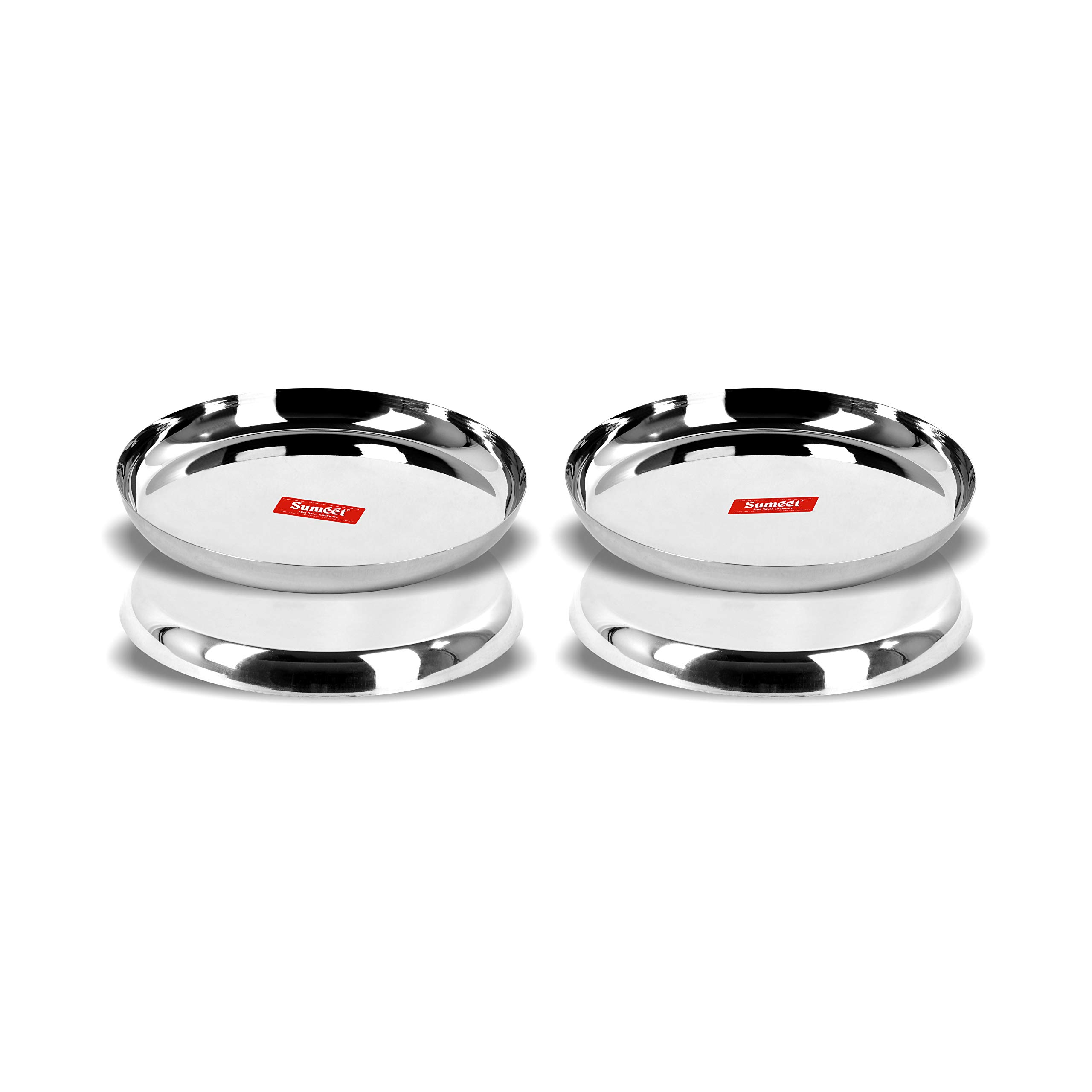 Sumeet Stainless Steel Apple Shape Heavy Gauge Dinner Plates with Mirror Finish 32.5cm Dia - Set of 4pc 3
