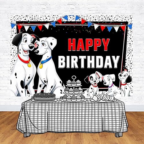 Miniatura 3 de Fondo blanco de 101 perros dálmatas para suministros de fiesta de cumpleaños, 101 fondos de fotos de perros, tema de perros, cartel de baby shower,