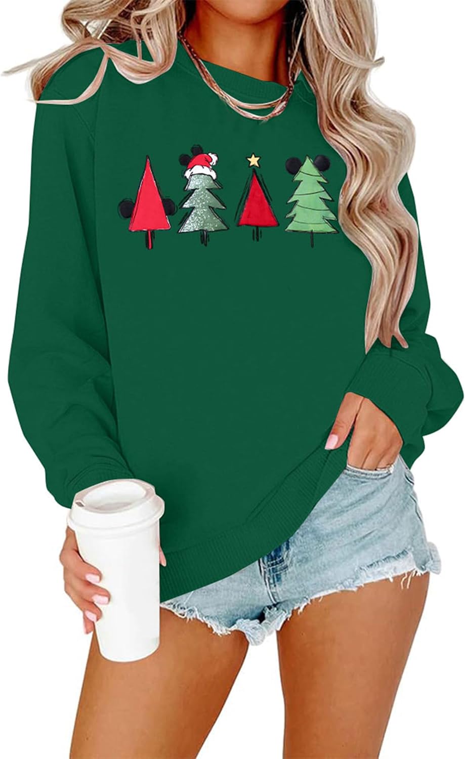 JINTING Christmas Sweatshirt for Women Christmas Tree Pullover Xmas Holiday Crewneck Sweatshirts Long Sleeve Top