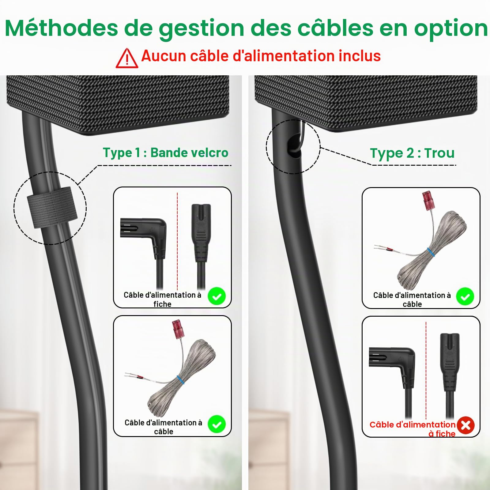 Support de Haut-Parleur pour Haut-parleurs Samsung – Support de Sol Ajustable 33" à 42" pour Haut-parleurs arrière Surround Samsung, avec Fixation Murale Incluse, idéal pour Installation Domestique