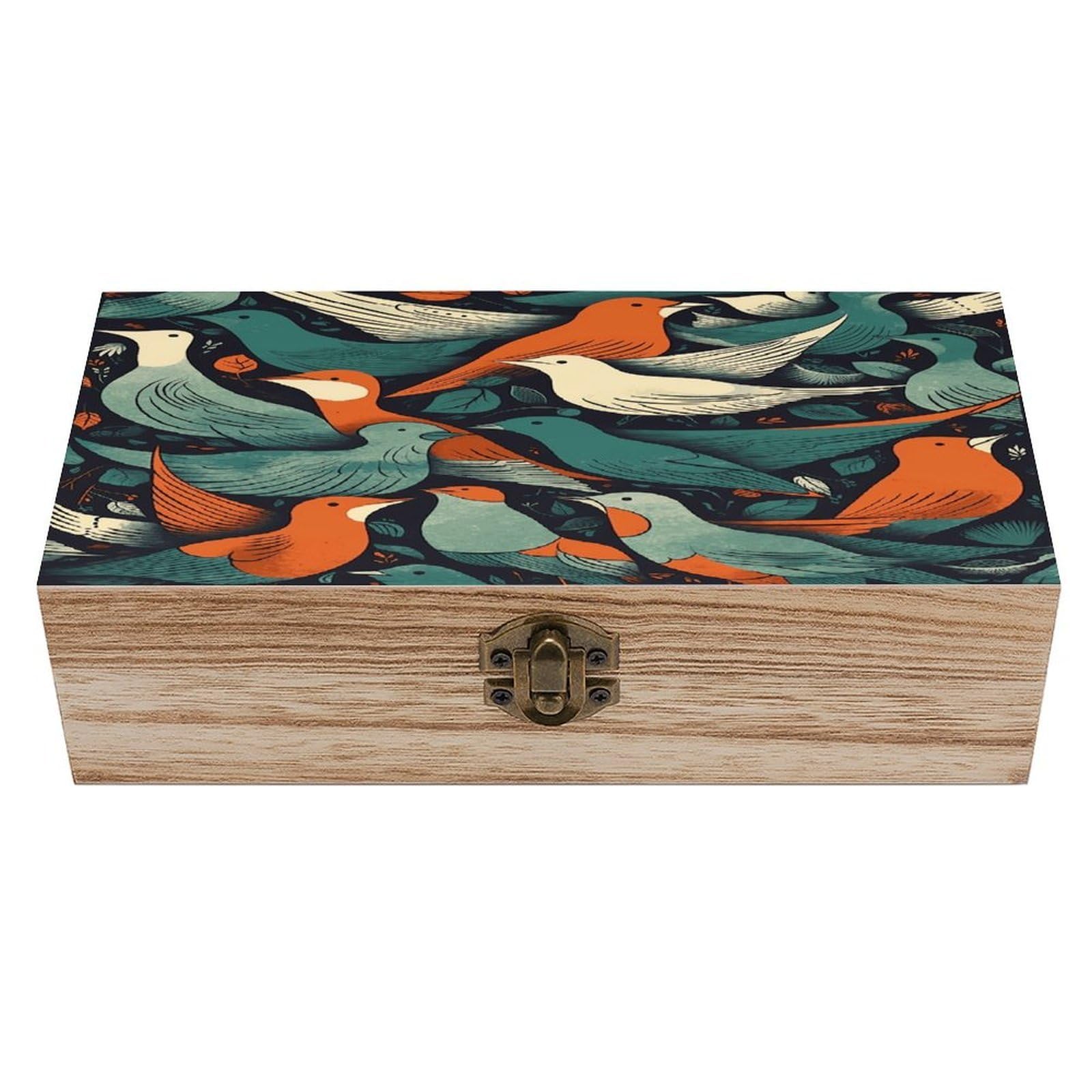 VstaDank Flock of Birds Wooden Storage Box Wooden Keepsake Box with Hinged Lid Exquisite Solid Wood Decorative Jewelry Case Memory Box for Jewelry Photos Letters Crafts Trinkets