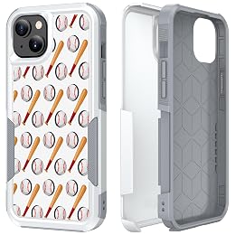 Candykisscase Case for iPhone 15, Sports Pattern Shock-Absorption Hard PC and Silicone Hybrid Dual Layer Armor Defender Case for Apple iPhone 15 6.1" (Baseball Bat)