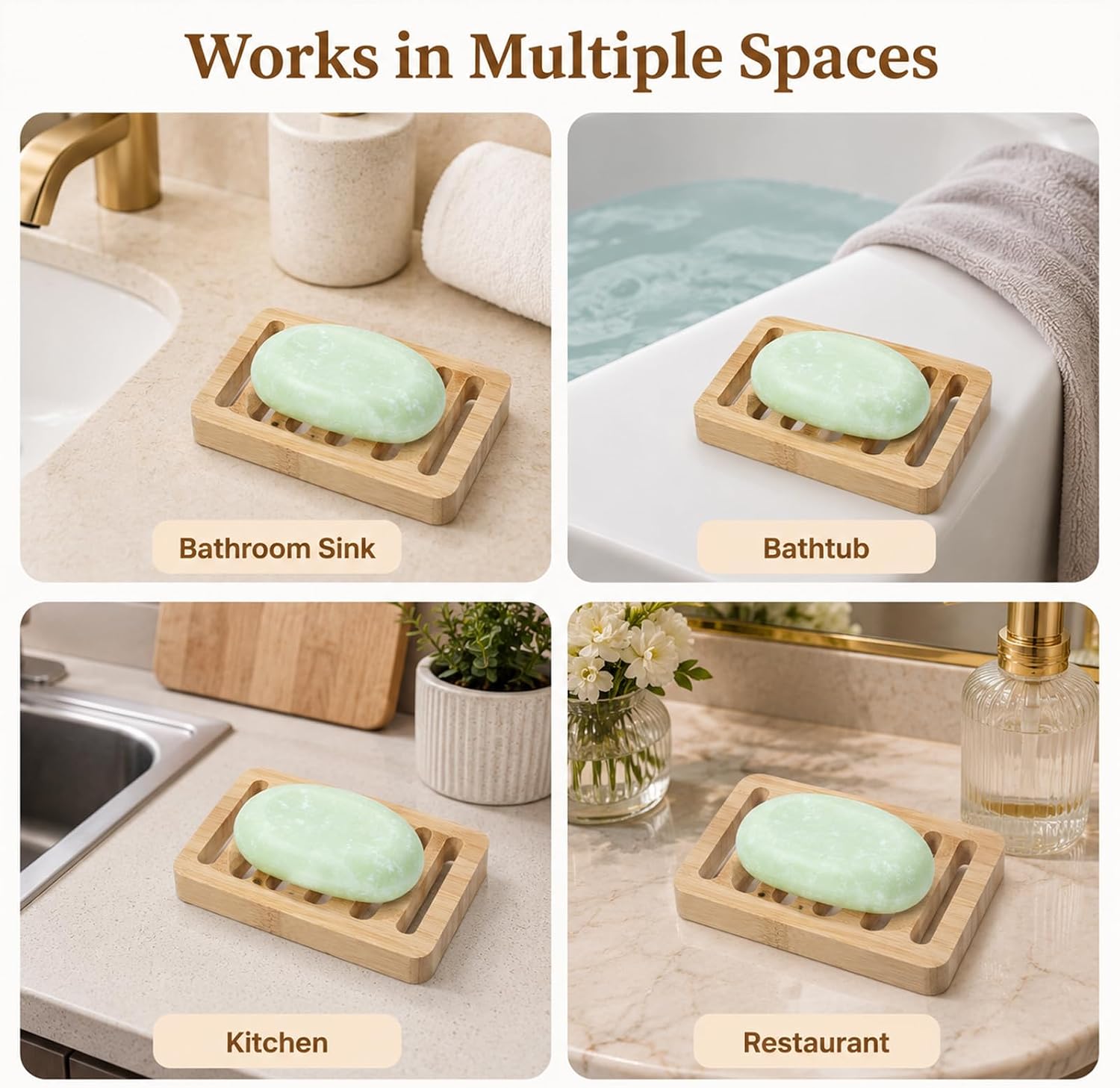 2 Pack Teak Soap Dish Wooden Soap Holder Self Draining Soaps Dish for Shower Natural Wooden Bar Soaps Holder for Bathroom Kitchen Sink Bathtub