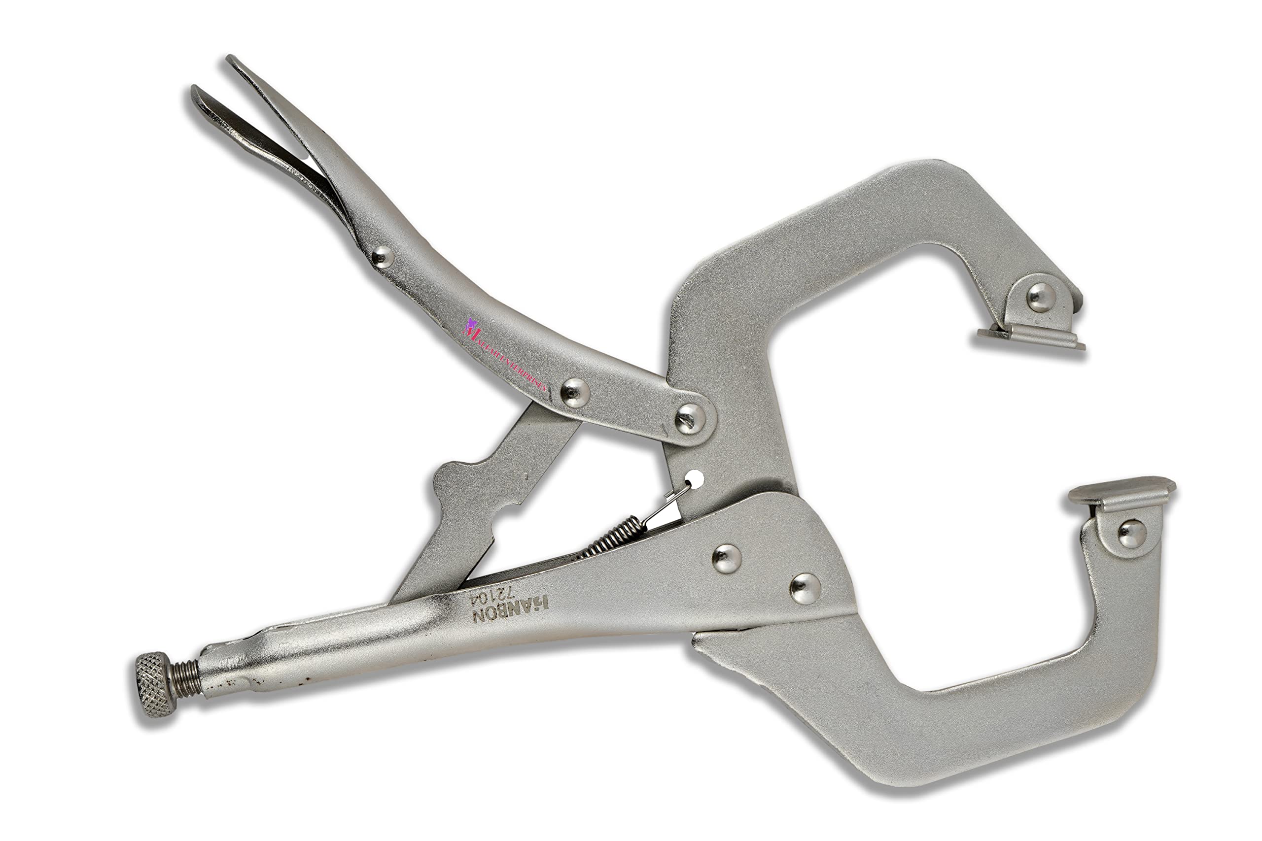 Malfah Welding Clamp Locking C-Type Clamp 10" Locking Plier,Vice Grip Plier Portable Tool C-Clamps with Swivel Pads 72104